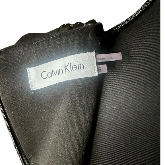 Calvin Klein Little Black Sheath Dress with Embellished Neckline Size 6 - Picture 4 of 8